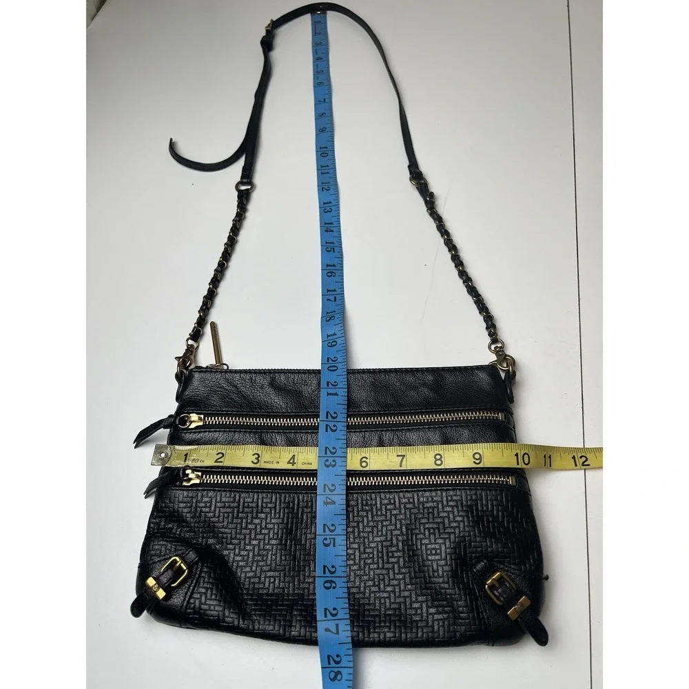 Black Leather Crossbody Purse Elliott Lucca Messina Bag Gold Accents